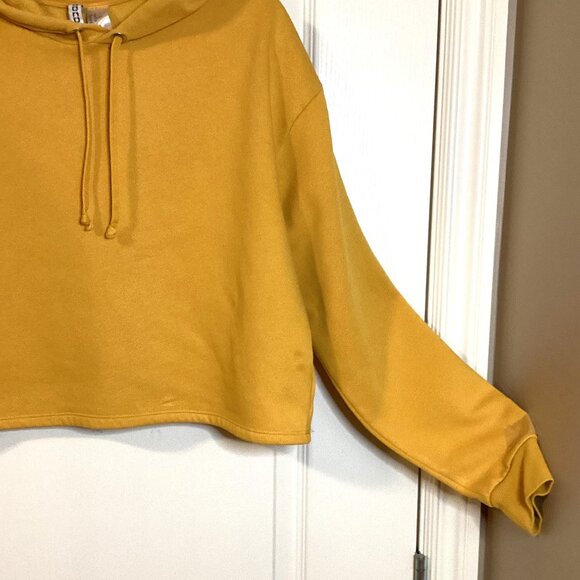 Divided Basics Women's Yellow Cropped Hoodie Size M Oversized Baggy - Picture 2 of 8